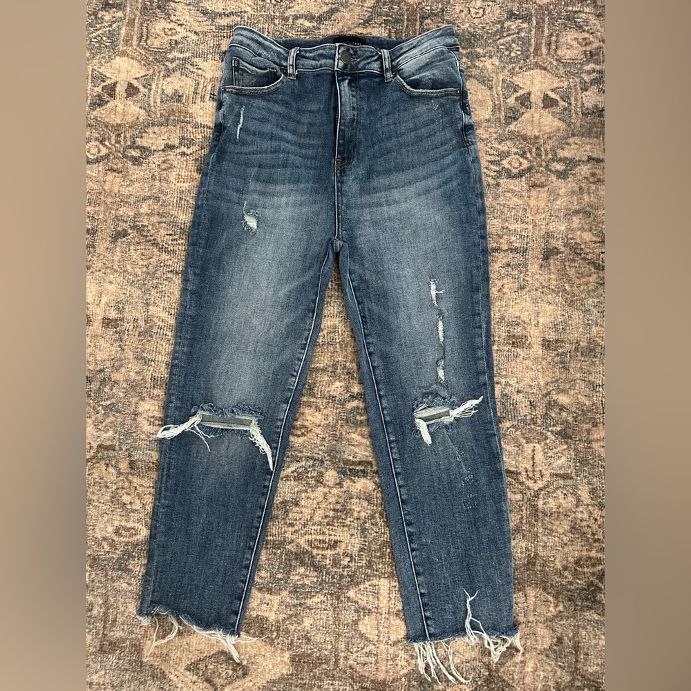 Classic Distressed Straight Leg Jeans